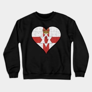 Irish Jigsaw Puzzle Heart Design - Gift for Irish With Northern Ireland Roots Crewneck Sweatshirt